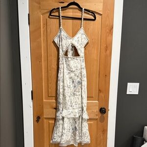 V. Chapman Backless White and Blue Dress